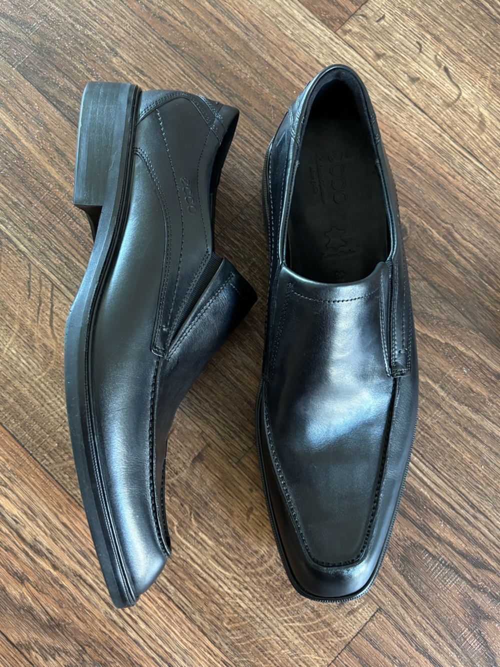 ECCO Windsor Apron Toe Leather Slip-On Loafers - Black 48- 14/14.5